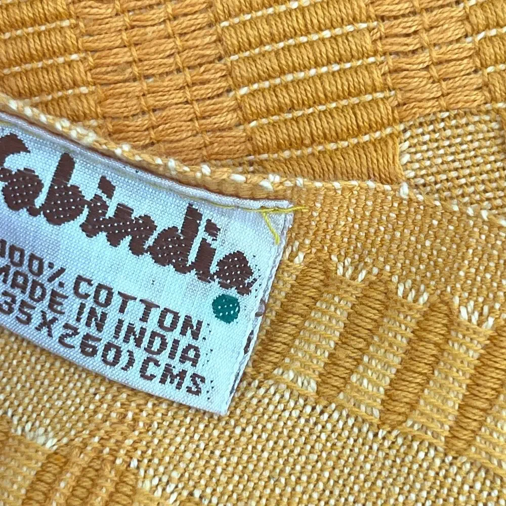 Fabindia mustard red handcrafted coverlet